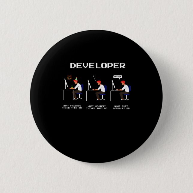 Entwickler-Programmierer-Nerd-Geek-Geschenk Button (Vorderseite)
