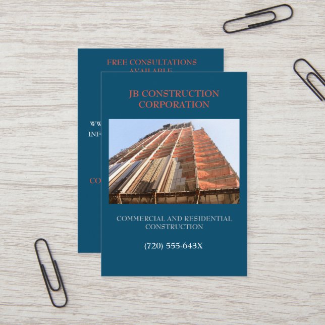 Entwickler-Umschulungsberater Gebäude Construction Visitenkarte (Vorderseite/Rückseite Beispiel)
