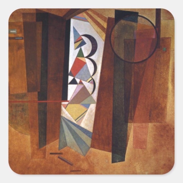 Entwicklung von Kandinsky in der braun-Abstrakten  Quadratischer Aufkleber (Vorderseite)