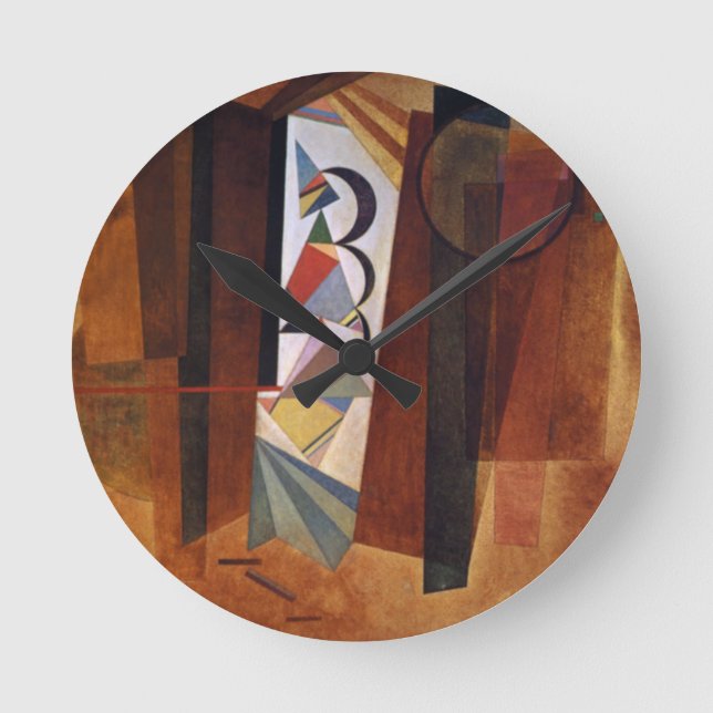 Entwicklung von Kandinsky in der braun-Abstrakten  Runde Wanduhr (Vorderseite)