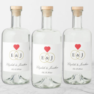 Entwined Rings Wedding Alkoholflaschenetikett