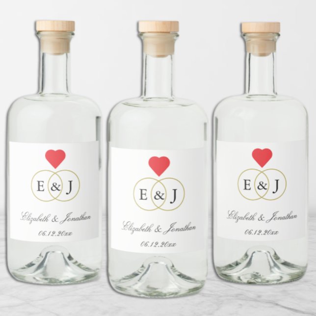 Entwined Rings Wedding Alkoholflaschenetikett (Von Creator hochgeladen)