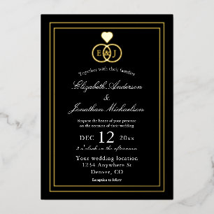 Entwined Rings Wedding Folieneinladung