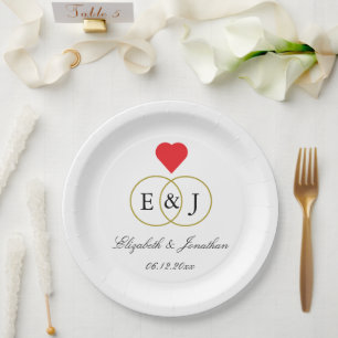 Entwined Rings Wedding Pappteller