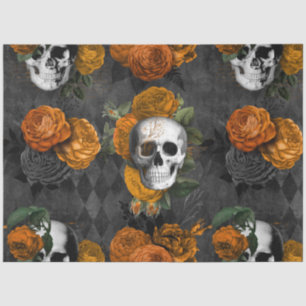 Entwurf 2 der Serie Orange Bloral Skull Seidenpapier