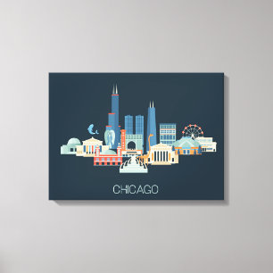 Entwurf Chicagos, Illinois   im Blau Leinwanddruck