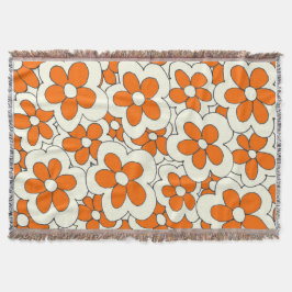 Entwurf der handgezogenen Orange- und Creme-Blume Decke
