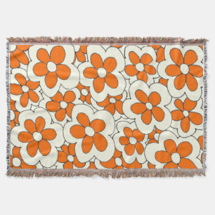 Entwurf der handgezogenen Orange- und Creme-Blume Decke