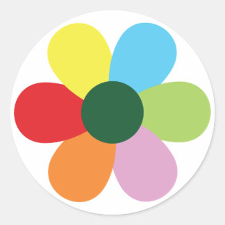 Entwurf der Rainbow-Blume Runder Aufkleber