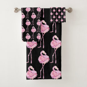Entwurf der Serie "Tender Flamingo" 3 Badhandtuch Set