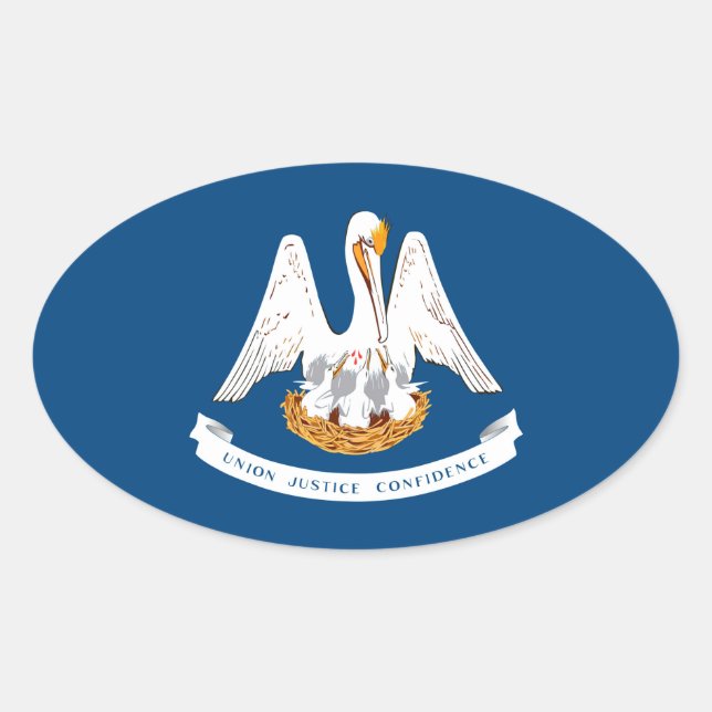 Entwurf der Staatsflagge in Louisiana Ovaler Aufkleber (Vorderseite)
