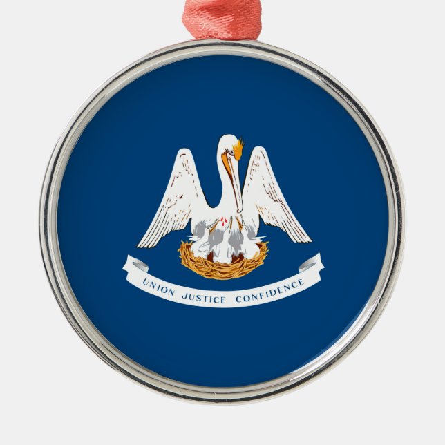 Entwurf der Staatsflagge in Louisiana Silbernes Ornament (Vorne)