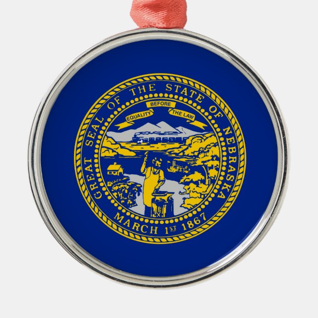 Entwurf der Staatsflagge in Nebraska Ornament Aus Metall (Vorne)