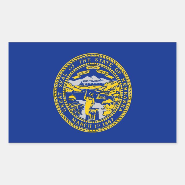 Entwurf der Staatsflagge in Nebraska Rechteckiger Aufkleber (Vorderseite)