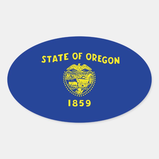 Entwurf der Staatsflagge in Oregon Ovaler Aufkleber (Vorderseite)