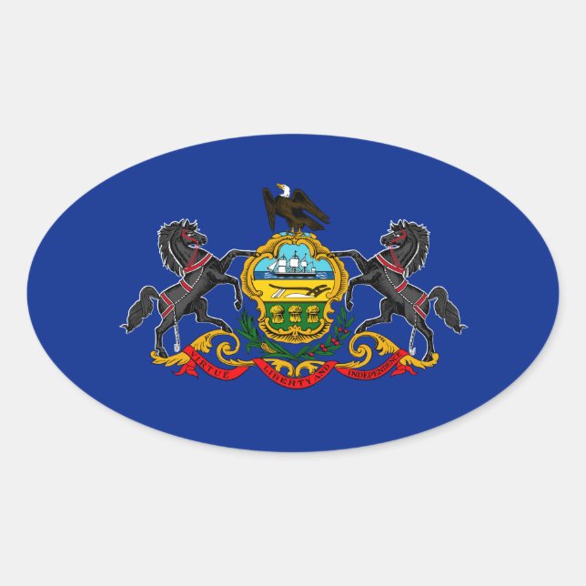 Entwurf der Staatsflagge Pennsylvania Ovaler Aufkleber (Vorderseite)
