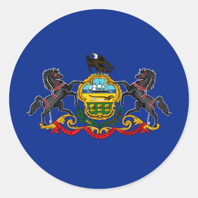 Entwurf der Staatsflagge Pennsylvania Runder Aufkleber (Vorderseite)
