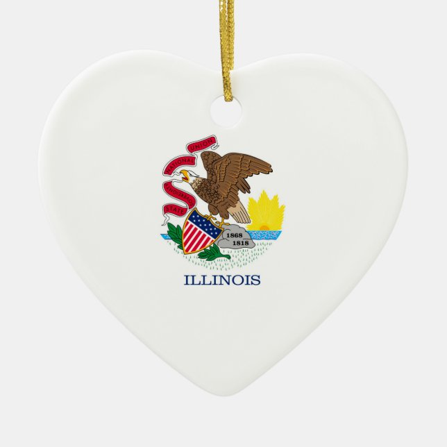 Entwurf der Staatsflagge von Illinois Keramik Ornament (Vorne)