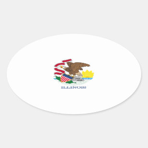 Entwurf der Staatsflagge von Illinois Ovaler Aufkleber