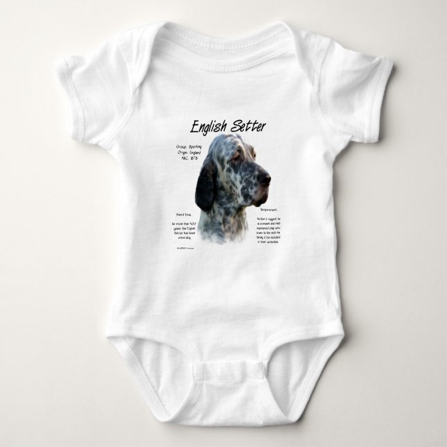 Entwurf des Historizentwurfs für englische Setter Baby Strampler (Vorderseite)