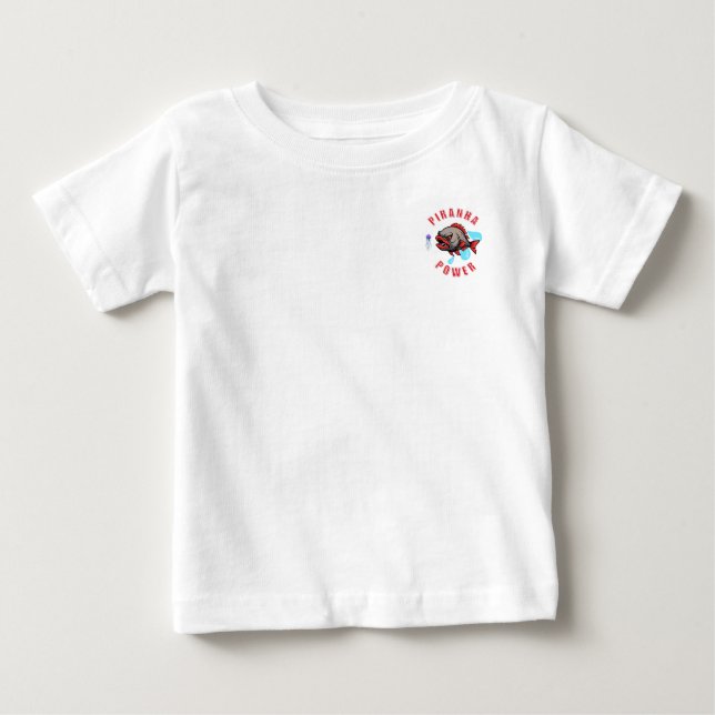 Entwurf des Piranha-Powers Baby T-shirt (Vorderseite)