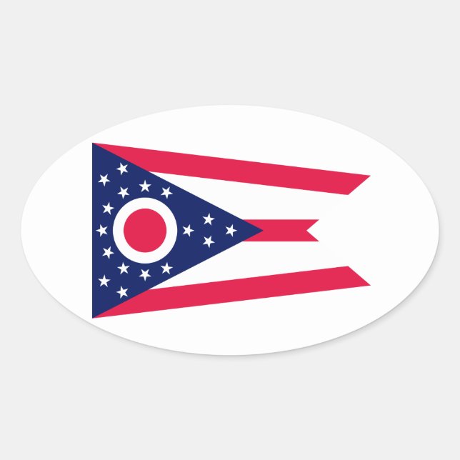 Entwurf des Staatsflagges Ohio Ovaler Aufkleber (Vorderseite)