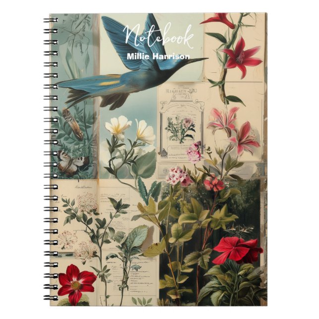 Entwurf einer botanischen Collage Notizblock (Vorderseite)