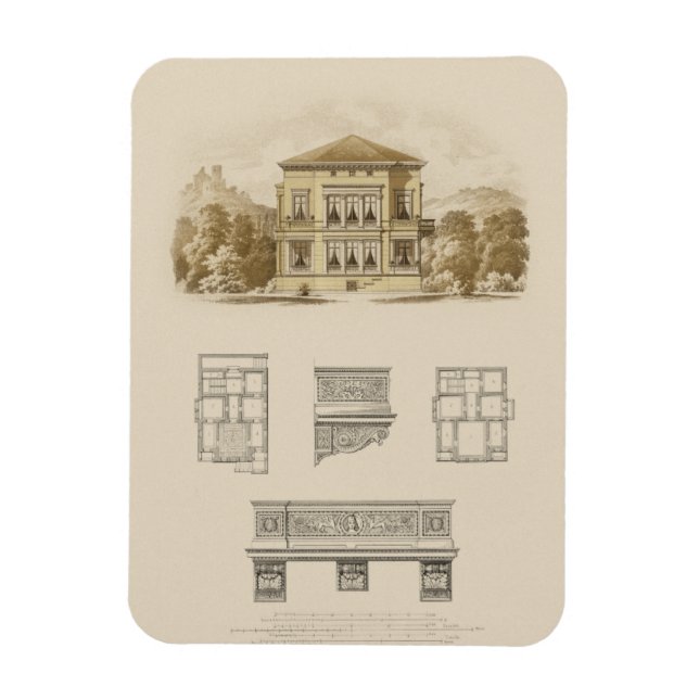 Entwurf eines Anwesens mit Innenplänen Magnet (Vertikal)