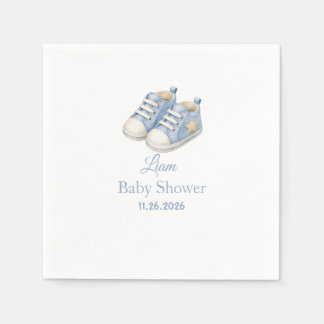 Entwurf für blaue Baby-Schuh-Stiefelchen Serviette
