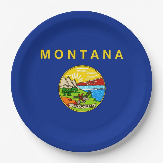 Entwurf für die Staatsflagge von Montana Pappteller (Vorderseite)