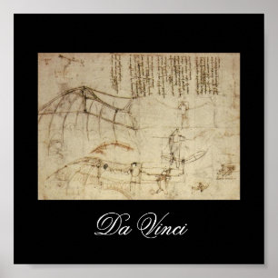 Entwurf für eine Flugmaschine durch Leonardo da Poster