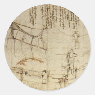 Entwurf für eine Flugmaschine durch Leonardo da Runder Aufkleber