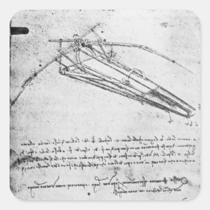 Entwurf für eine Flugmaschine Quadratischer Aufkleber