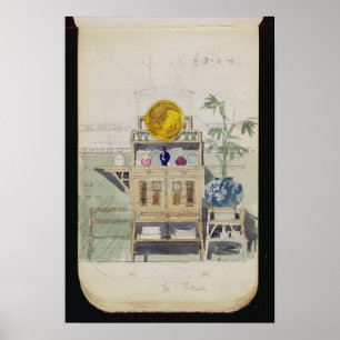 Entwurf für eine Sideboard, c.1860s-70er (mit w/c  Poster