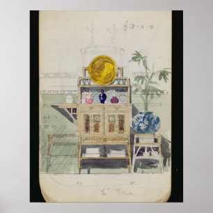 Entwurf für eine Sideboard, c.1860s-70er (mit w/c  Poster