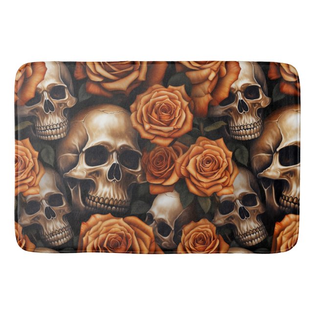 Entwurf für einen Schädel und Rose der Serie 9 Badematte (Vorderseite)