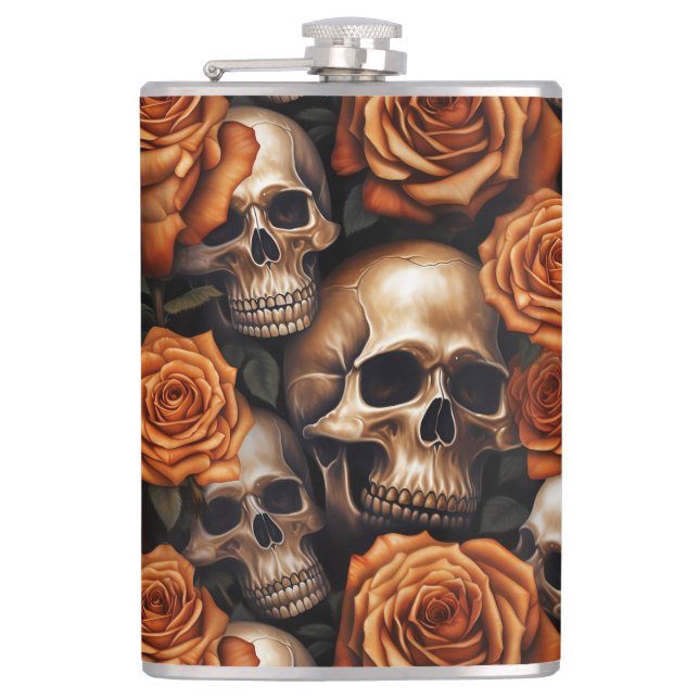 Entwurf für einen Schädel und Rose der Serie 9 Flachmann (Vorderseite)
