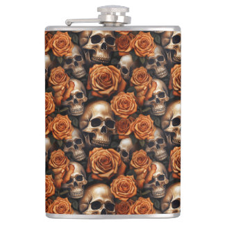 Entwurf für einen Schädel und Rose der Serie 9 Flachmann