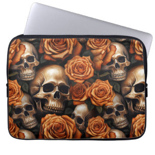 Entwurf für einen Schädel und Rose der Serie 9 Laptopschutzhülle