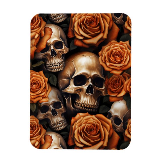 Entwurf für einen Schädel und Rose der Serie 9 Magnet (Vertikal)