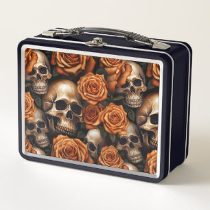 Entwurf für einen Schädel und Rose der Serie 9 Metall Brotdose