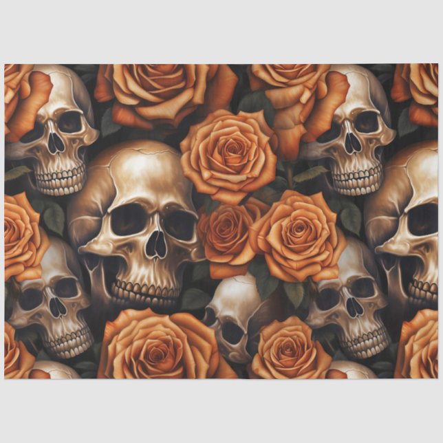 Entwurf für einen Schädel und Rose der Serie 9 Seidenpapier (Vorderseite)