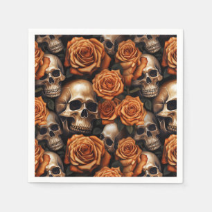 Entwurf für einen Schädel und Rose der Serie 9 Serviette