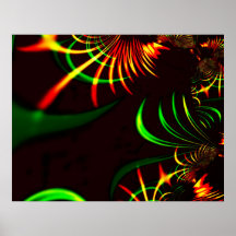 Entwurf; grüne Blätter und gelbe, feuerfarbene Kur