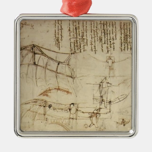 Entwurf LEONARDO DA Vinci- für eine Flugmaschine Ornament Aus Metall (Vorne)