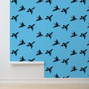 Entwurf von flüchtenden Vogelarten-Silhouetten Tapete