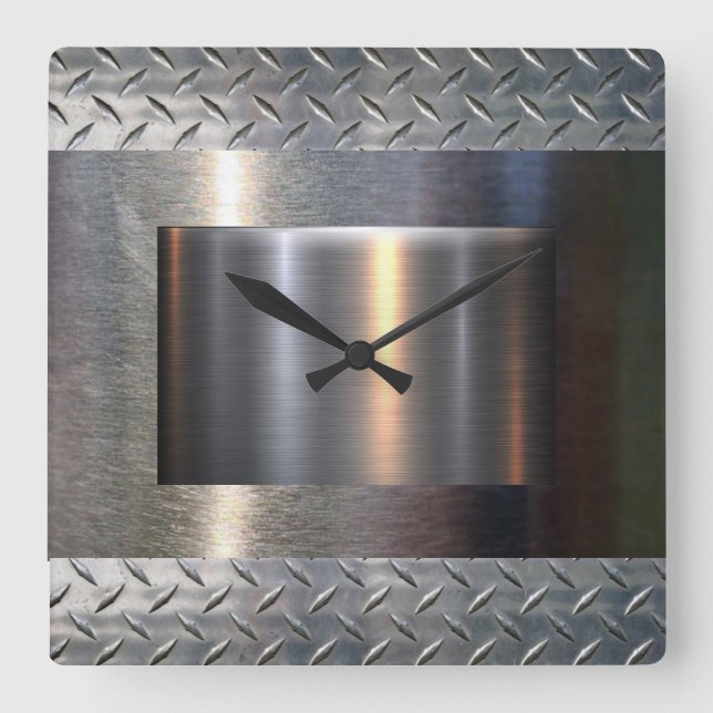 Entwurf von Metall- und Diamantplatten Quadratische Wanduhr (Vorderseite)