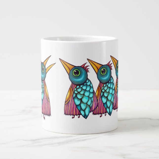 Entwurf von Vogelkreaturen Jumbo-Tasse (Vorderseite)