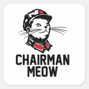 Entwurf Vorsitzendermeow-(Mao) Quadratischer Aufkleber