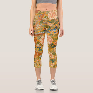 ENTWURF ZWISCHEN PONIEN,BLUME,GRÜNEN BLÄTTER  CAPRI LEGGINGS